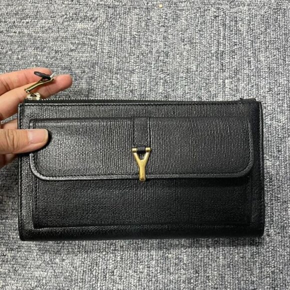 100% Authentic Saint Laurent Y Line Flap Wallet - Picture 1 of 10